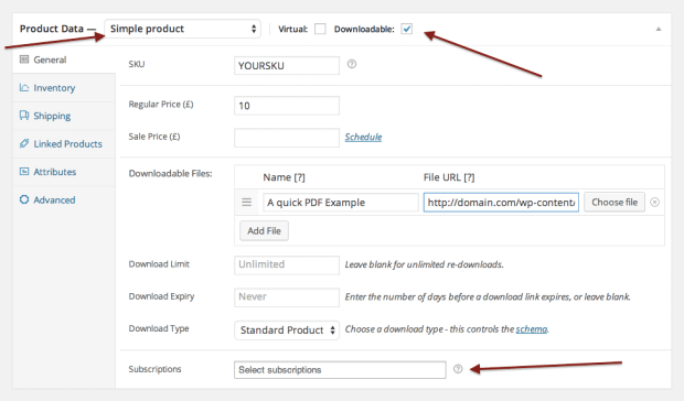 Aplicativo Downloads por Assinatura WooCommerce 1 Aplicativo Downloads por Assinatura WooCommerce wc sub downloads metabox 620x364 1